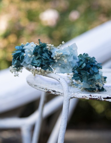 Tocado Hortensias turquesa