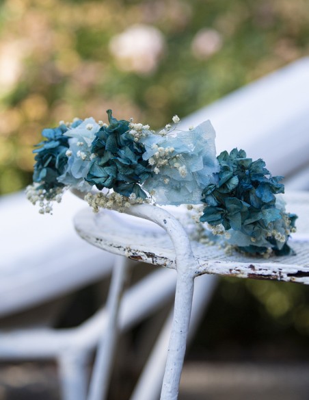 Tocado Hortensias turquesa