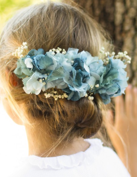 Tocado Hortensias turquesa
