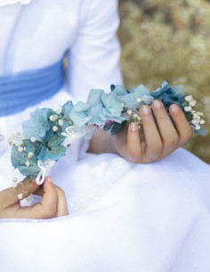 Tocado Hortensias turquesa 2
